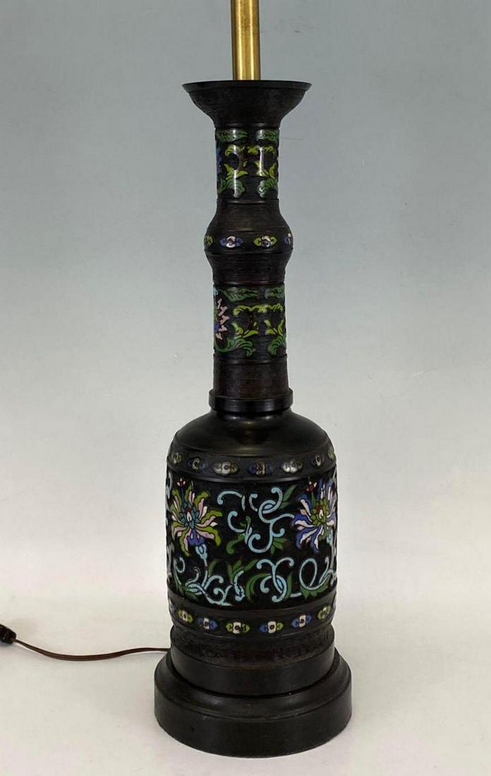 Japanese Bronze And Enamel Champleve Vase, Mounted As A (1 of 9)