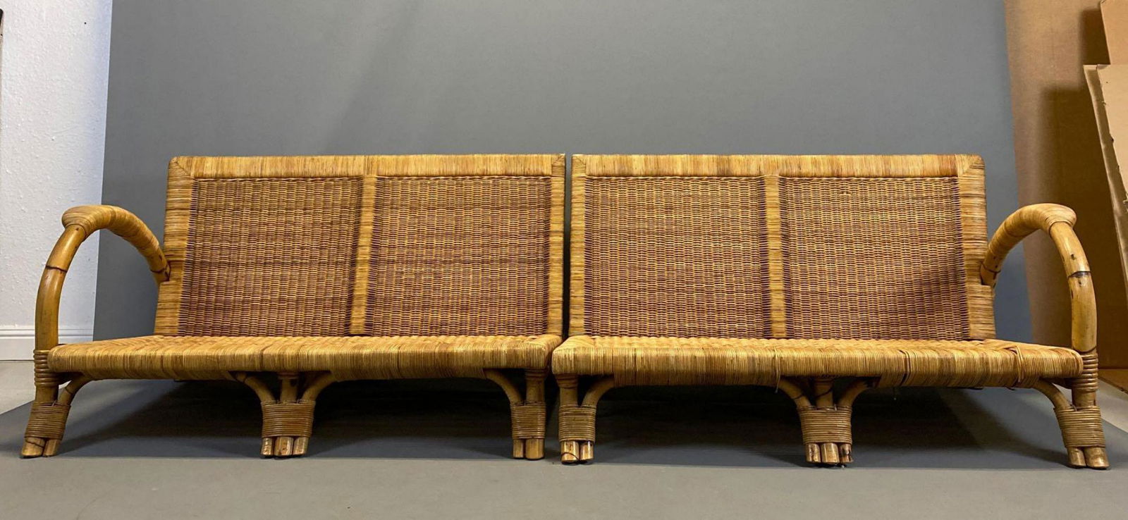 Arco German Art Deco Rattan And Wicker Sectional Sofa, (1 of 18)
