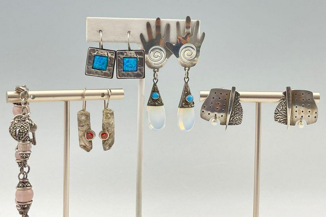 Sterling Silver Earring And Bracelet Lot, 46.3g (1 of 8)