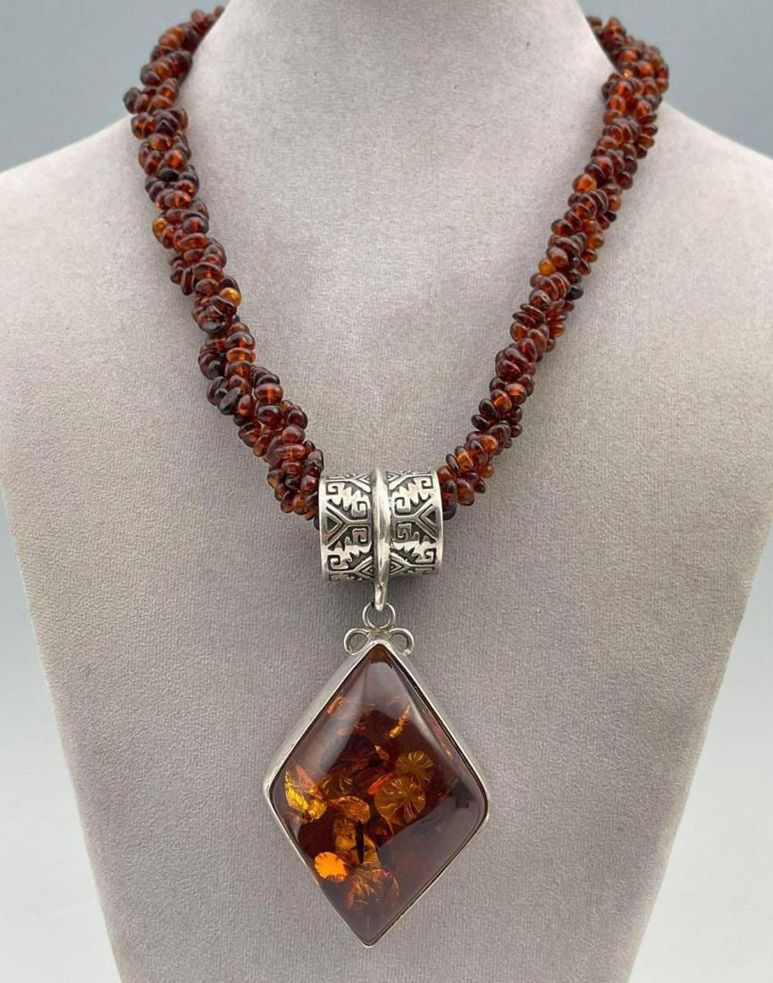 Sterling Silver Amber Necklace And Pendant (1 of 7)