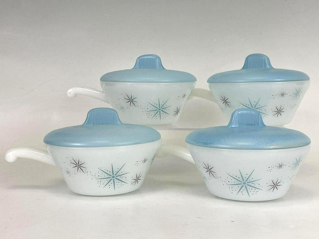 4 Glasbake Atomic Starburst Covered Soup Bowls (1 of 5)
