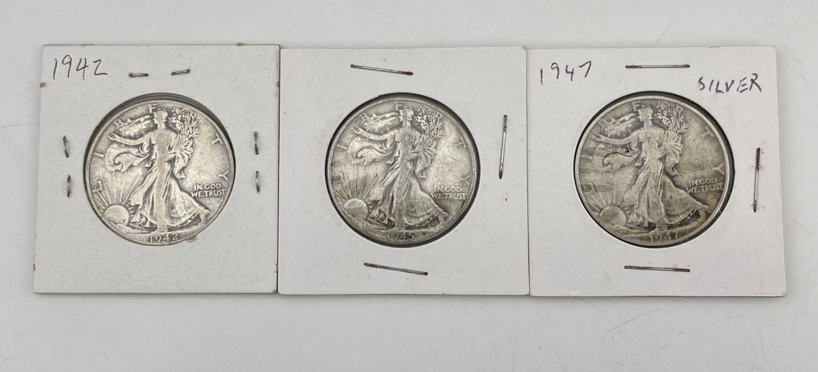 3 Silver Walking Liberty Half Dollars 1942, 1945, and (1 of 6)