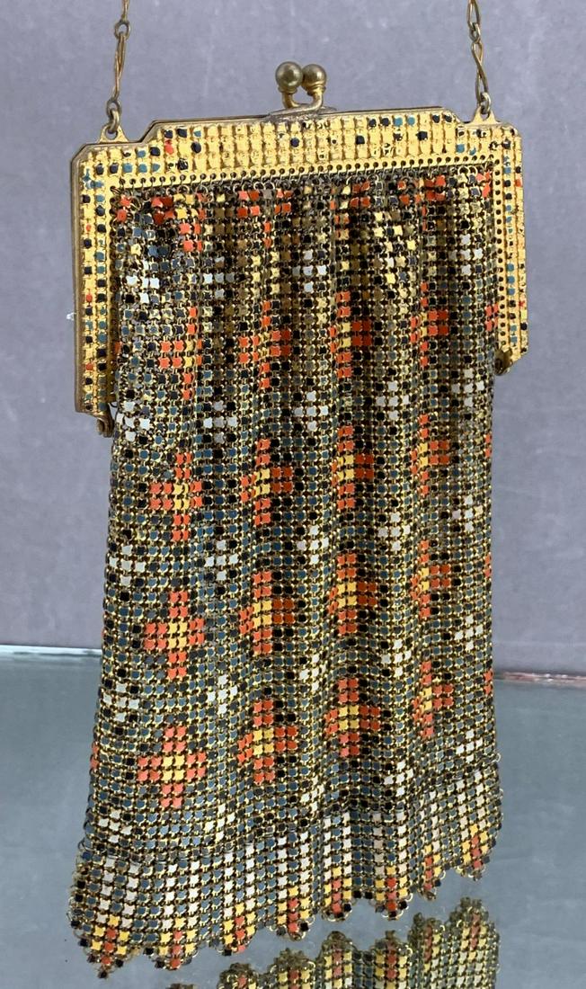 Art Deco Enamel Mesh Flapper Purse, with flower design, (1 of 9)