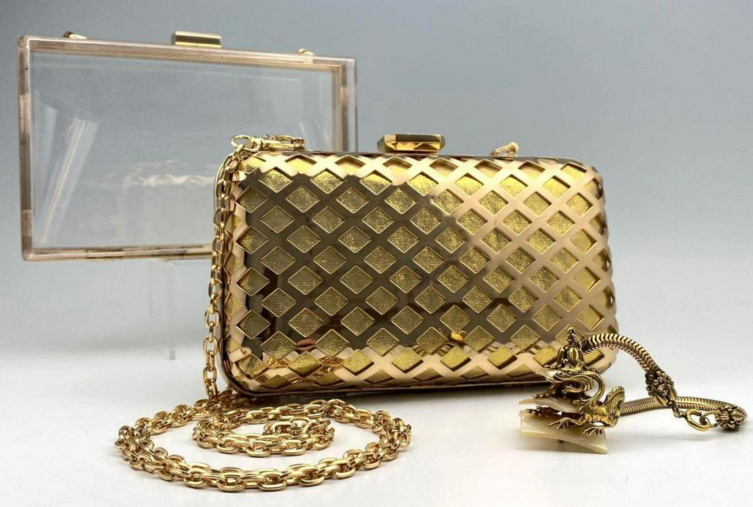 Lucite And Gold Evening Bags with Interchangeable Chain (1 of 11)
