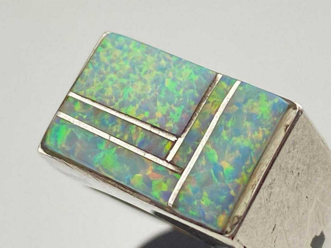 Zuni Sterling Silver and Opal Geometric Ring, 7.3g (1 of 7)