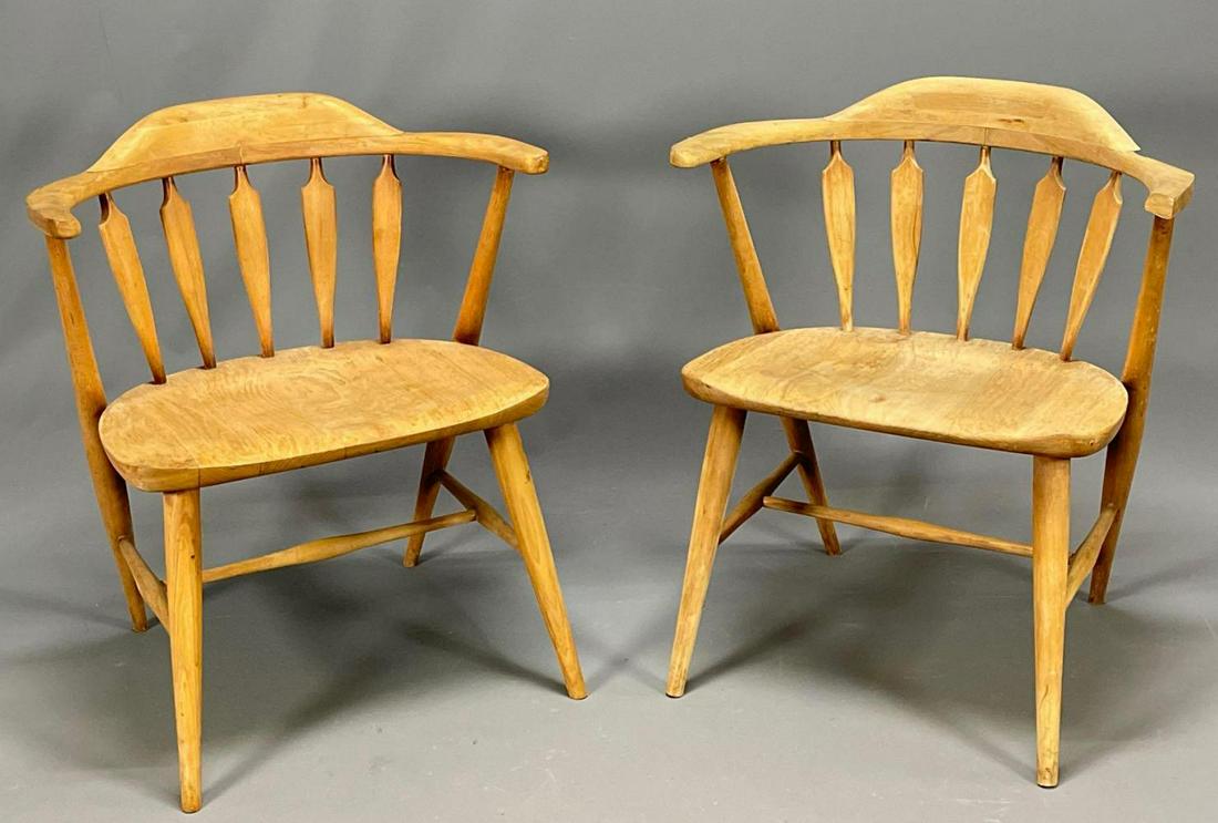 Pair of American Mid Century Modern Pecanwood Captains (1 of 10)