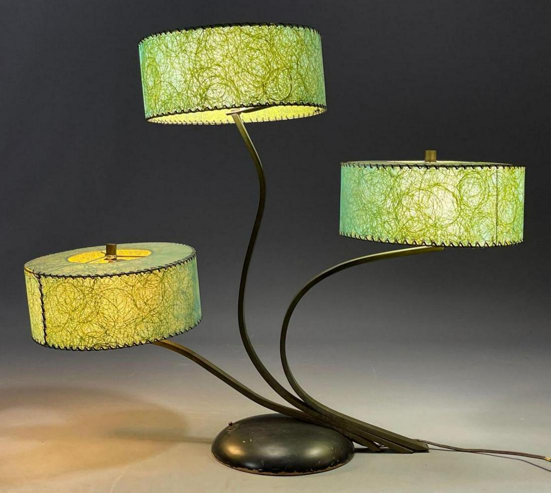 Mid Century Modern Sculptural Brass Three Bulb Lamp (1 of 7)