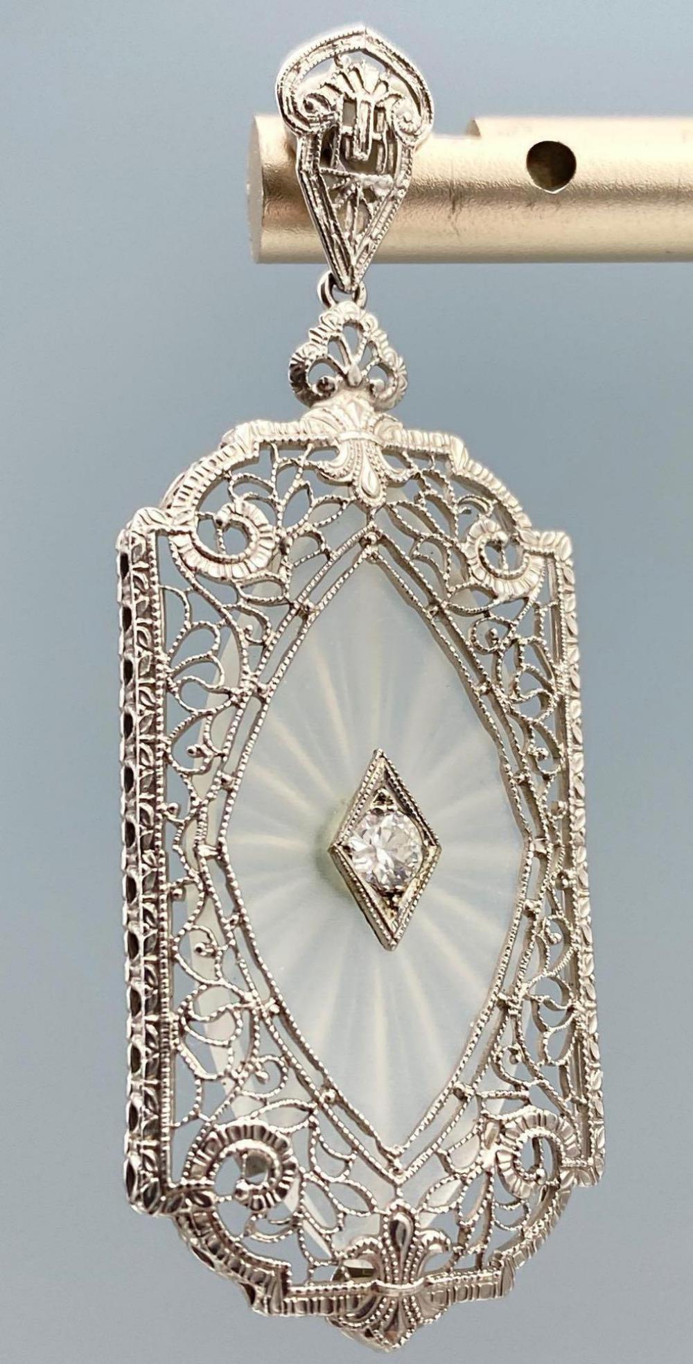 14k Gold Platinum  And Diamond Pendant. 4.5g (1 of 6)