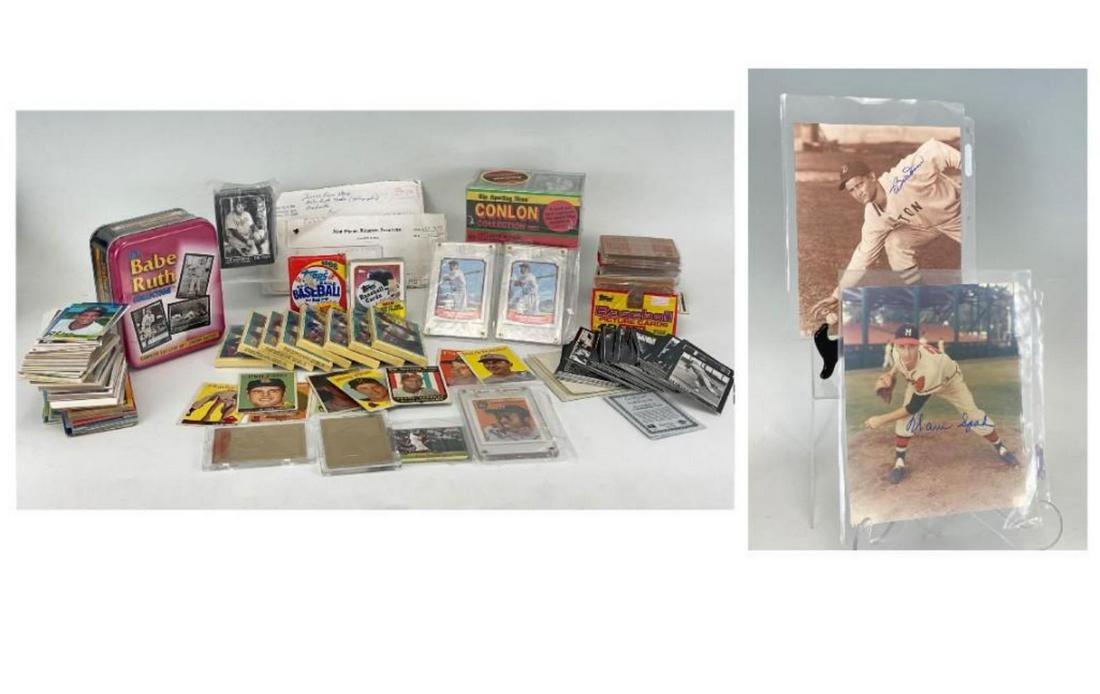Baseball Memorabilia Including Cards, Certificates,: Baseball Memorabilia Including Cards, Certificates, Signed Photos, and Manufacture Letters. Cards Ranging Throughout the 1900s, including Babe Ruth, Frank Thomas, Henry Aaron, Ken Griffey, sealed coll