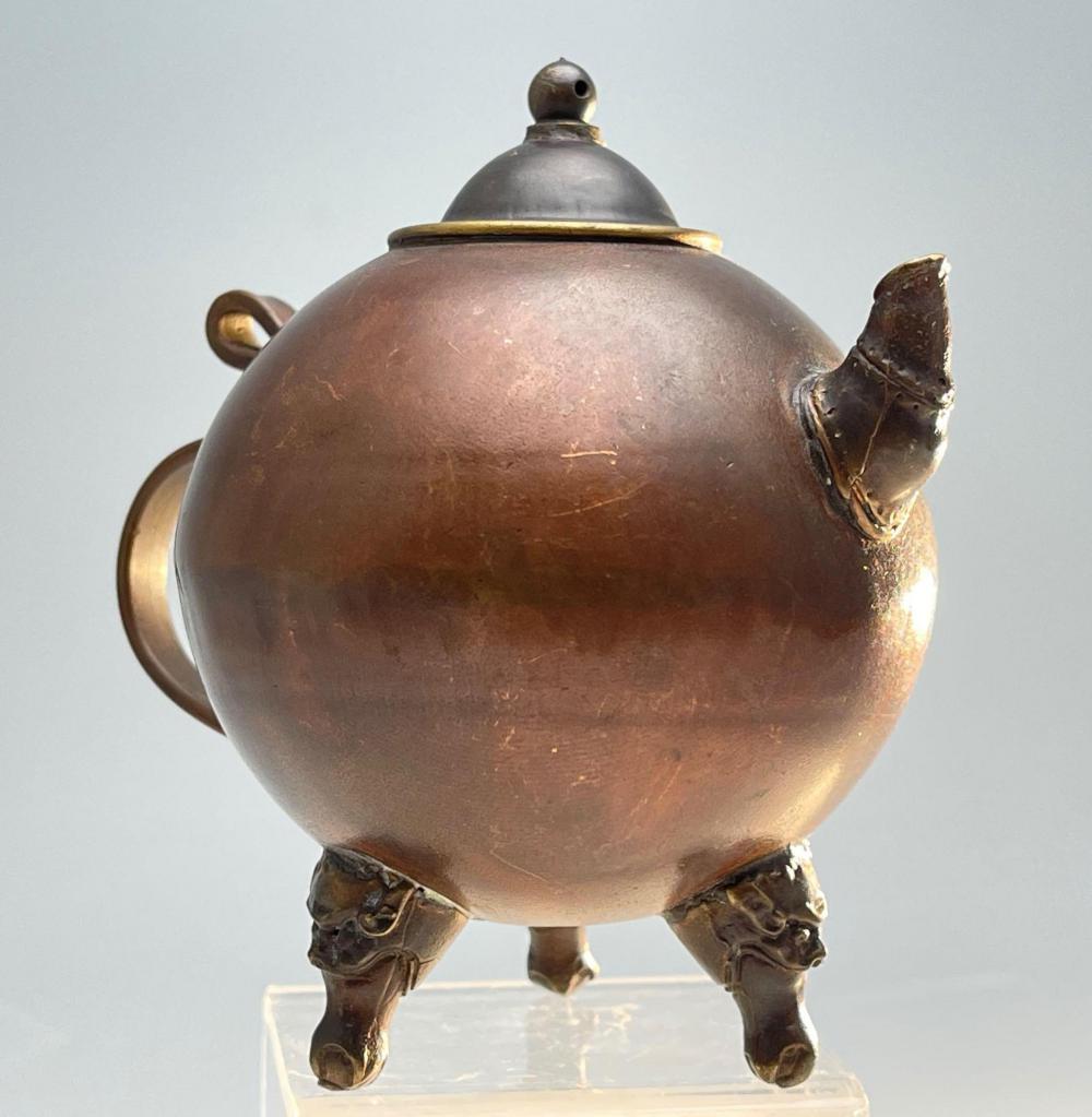 Chinese Copper Teapot With Chinese Mark On Bottom (1 of 10)