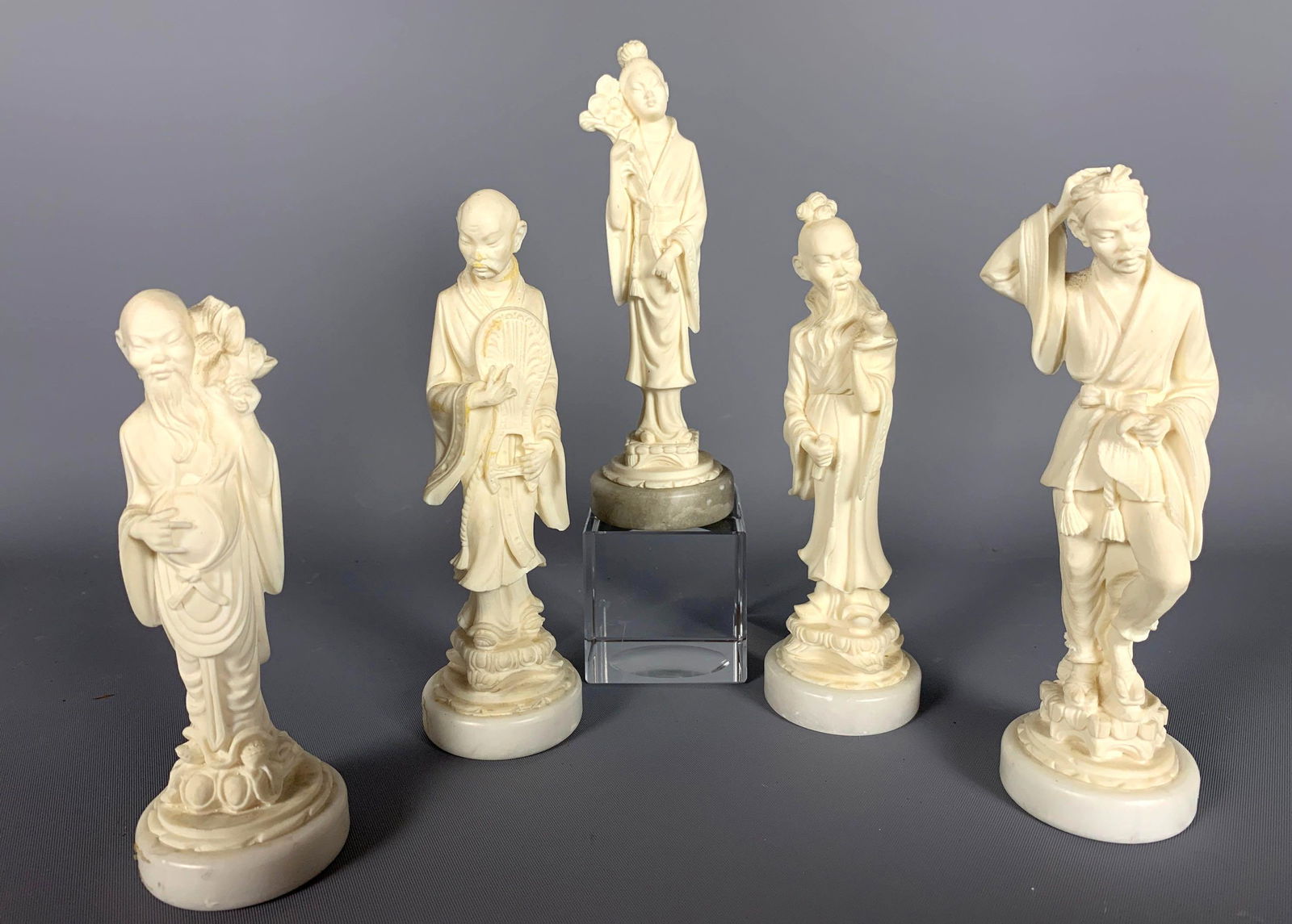 Lot of 5 Italian Chinoiserie Carved Alabaster Figures (1 of 13)