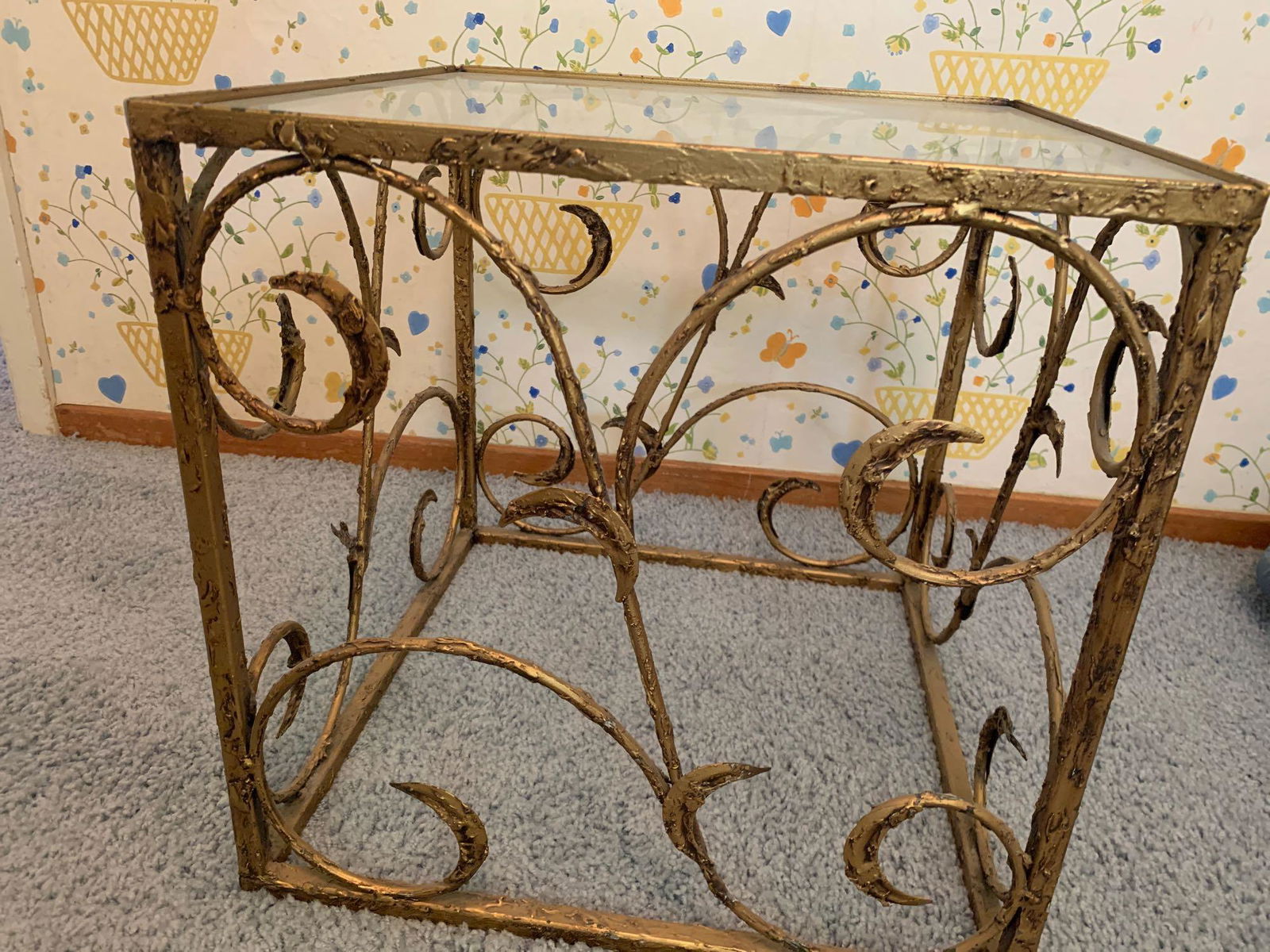 Metal side table with glass top: Metal side table with glass top. NO SHIPPING AVAILABLE