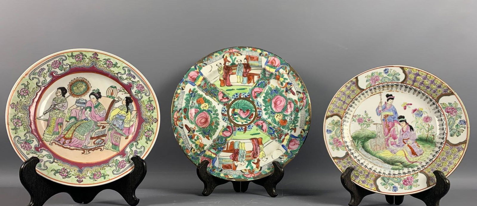 Three Asian plates with stands (1 of 12)