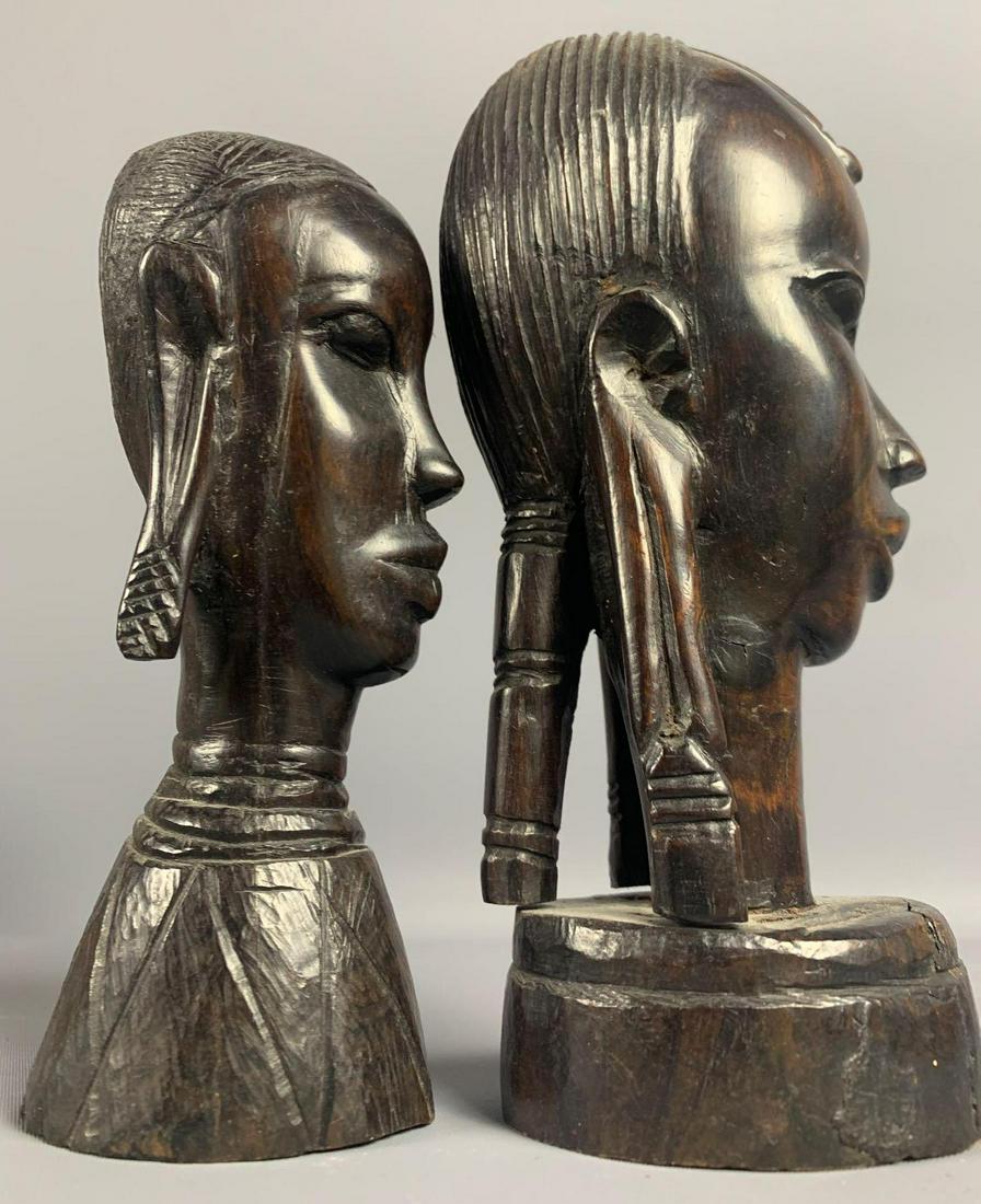 African hand carved iron wood busts set (1 of 9)