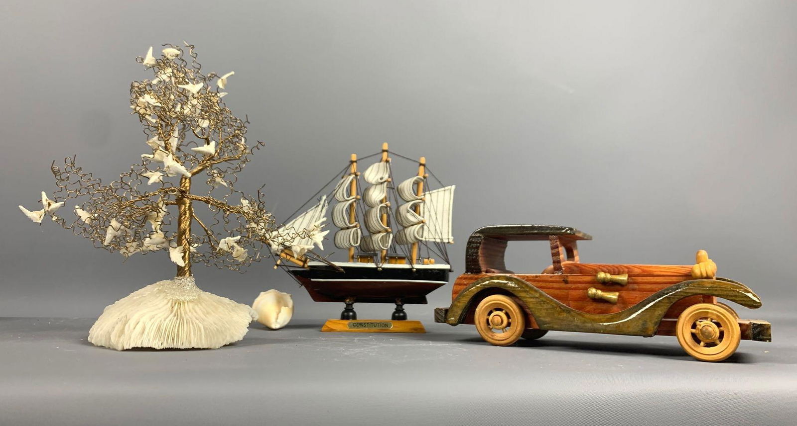 Decorative Lot of Tree, Ship, And Car (1 of 10)