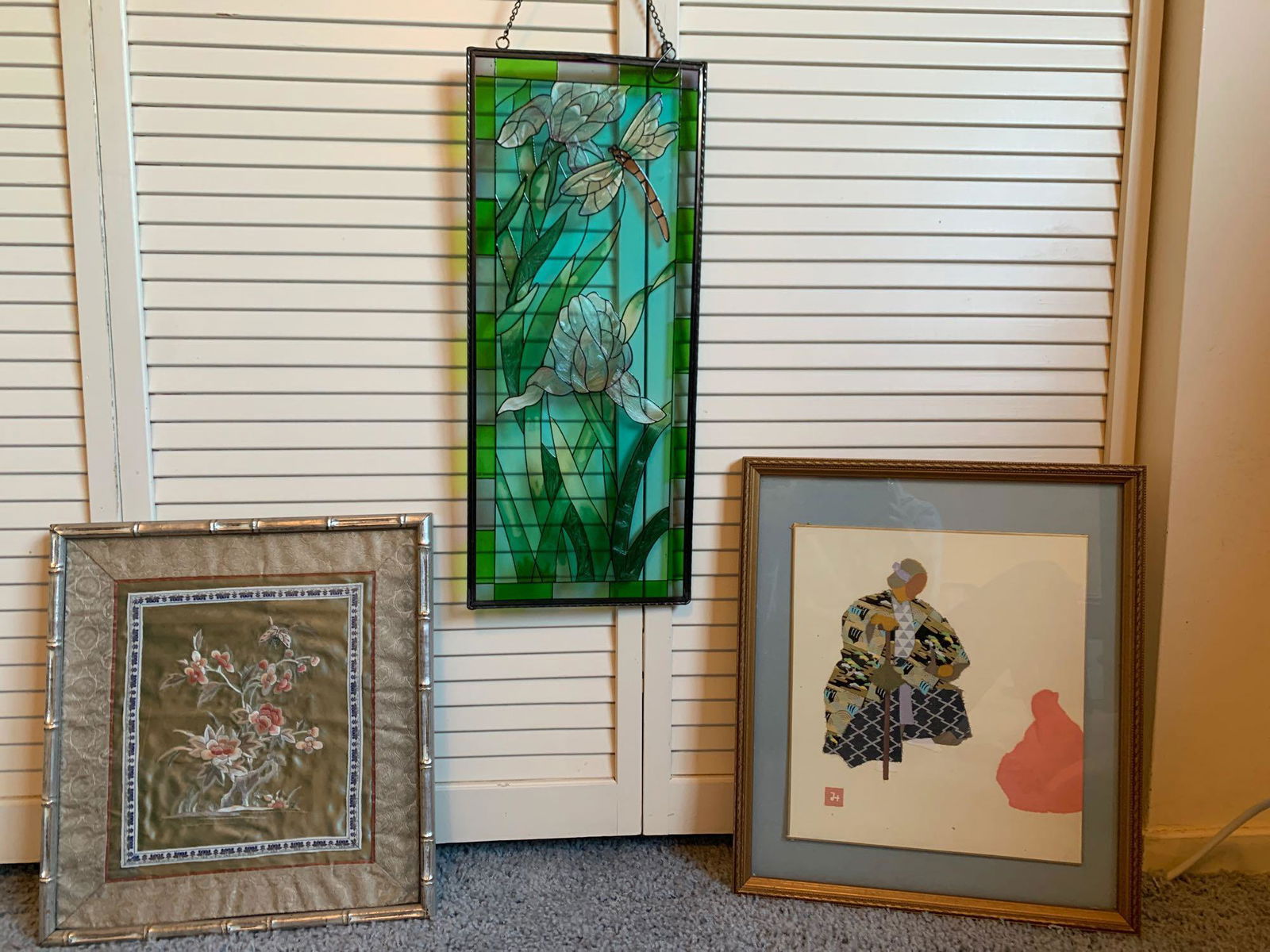 John Green's silk flowers framed, stain glass and (1 of 6)