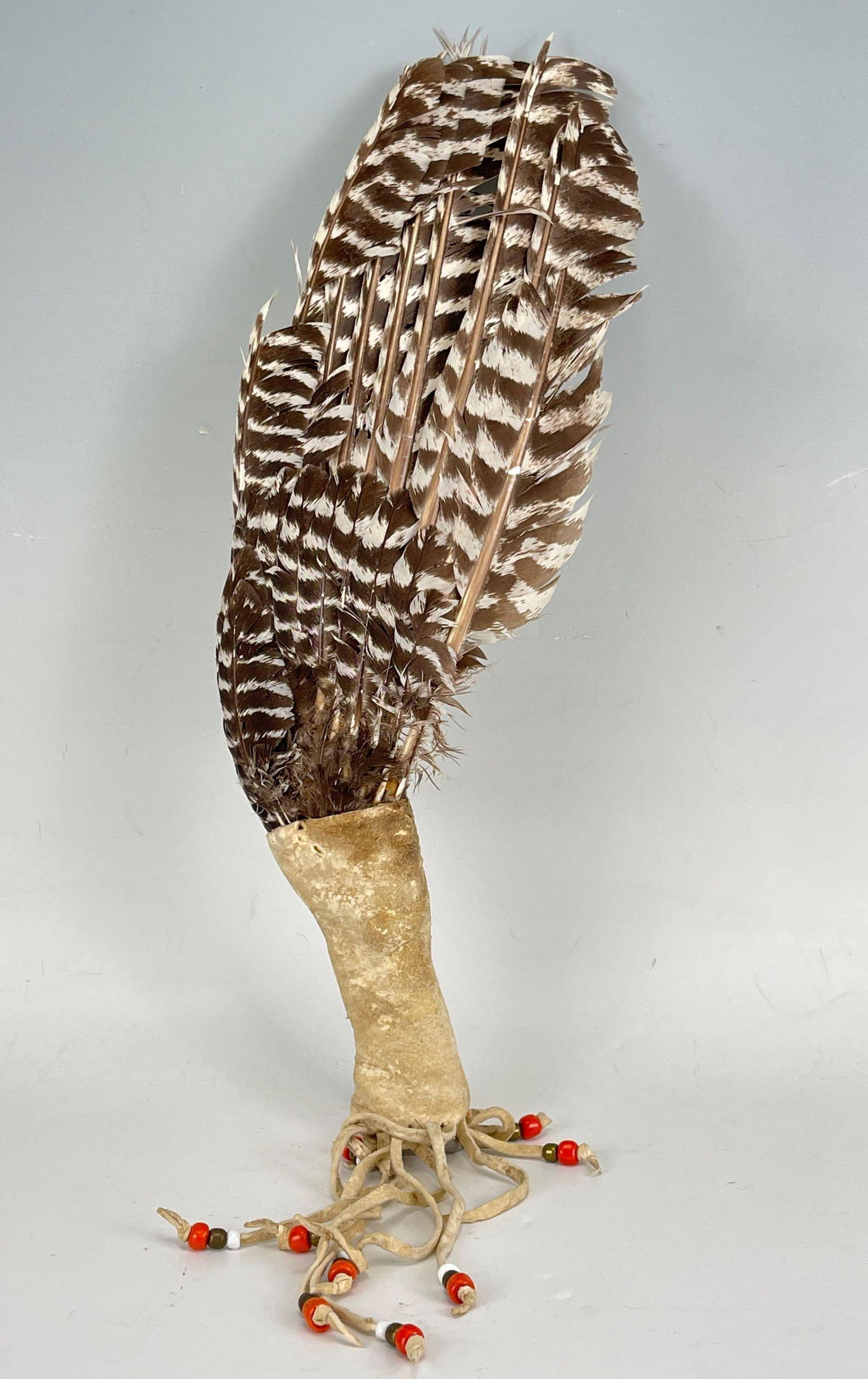 Native American Fan Wrapped In Hyde & Beads (1 of 11)