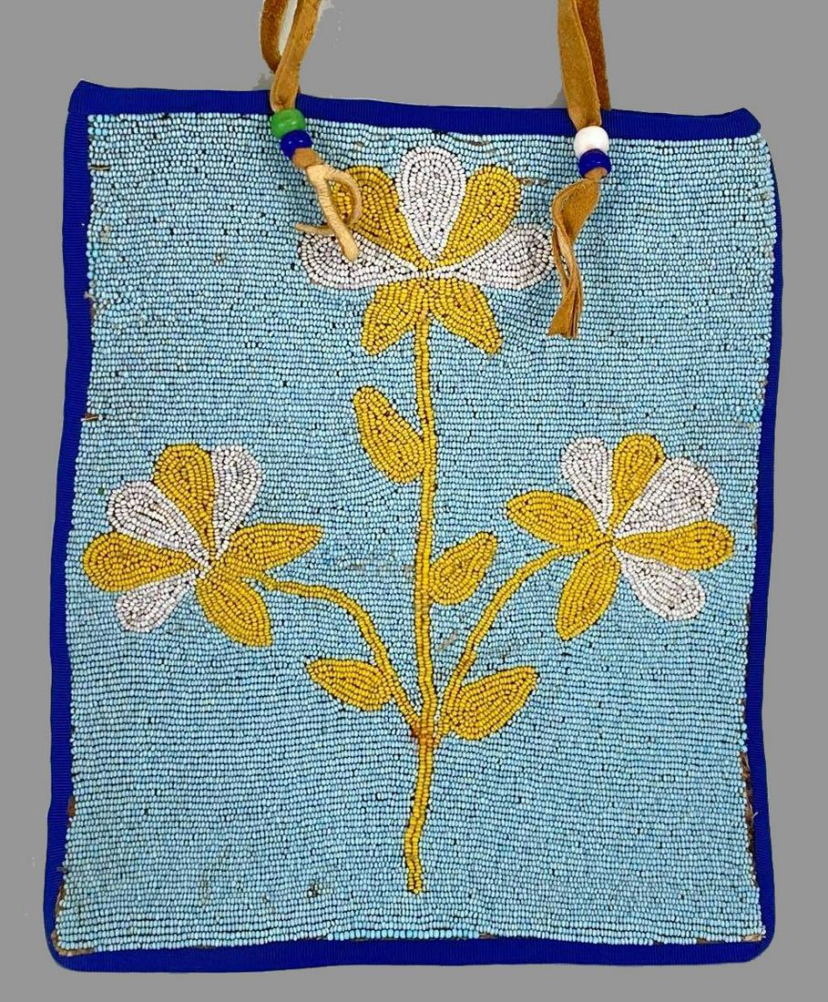 1920's Plateau Indian Native Beaded Bag On Hide (1 of 11)