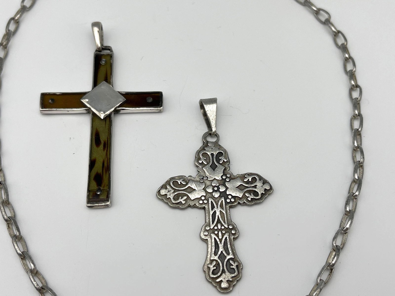 2 Vintage Sterling Silver Cross Pendants With (1 of 9)