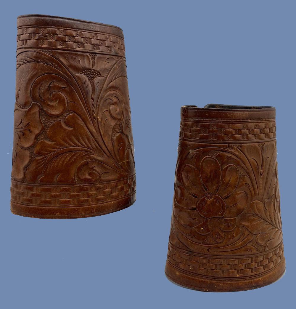 Vintage Hand Tooled Heiser Denver,  Leather Gauntlets (1 of 13)