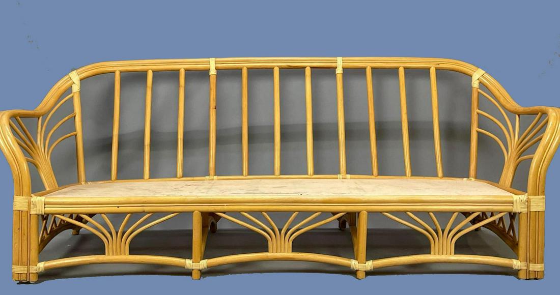 Fine Decorator's Rattan Sofa, With Fan Pattern Arms and (1 of 13)
