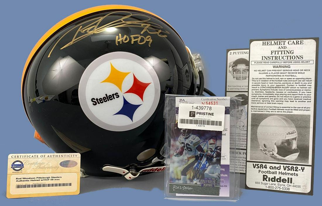 Rod Woodson Signed Steelers Helmet & Trading Card (1 of 19)