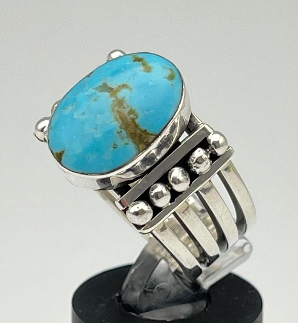 Navajo Sterling Turquoise Split Shank Ring (1 of 8)