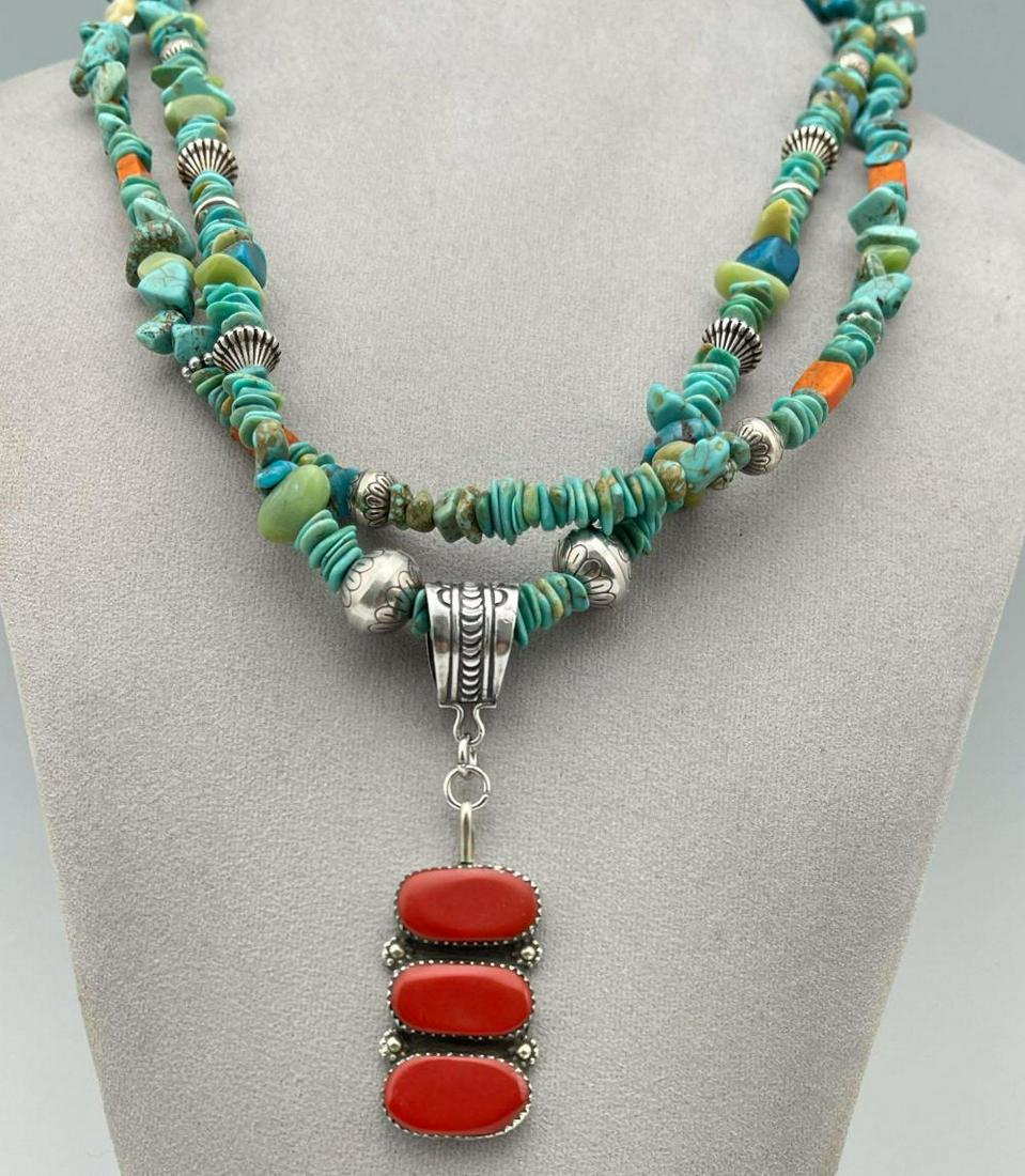 Navajo Sterling Turquoise Nugget Necklace (1 of 9)
