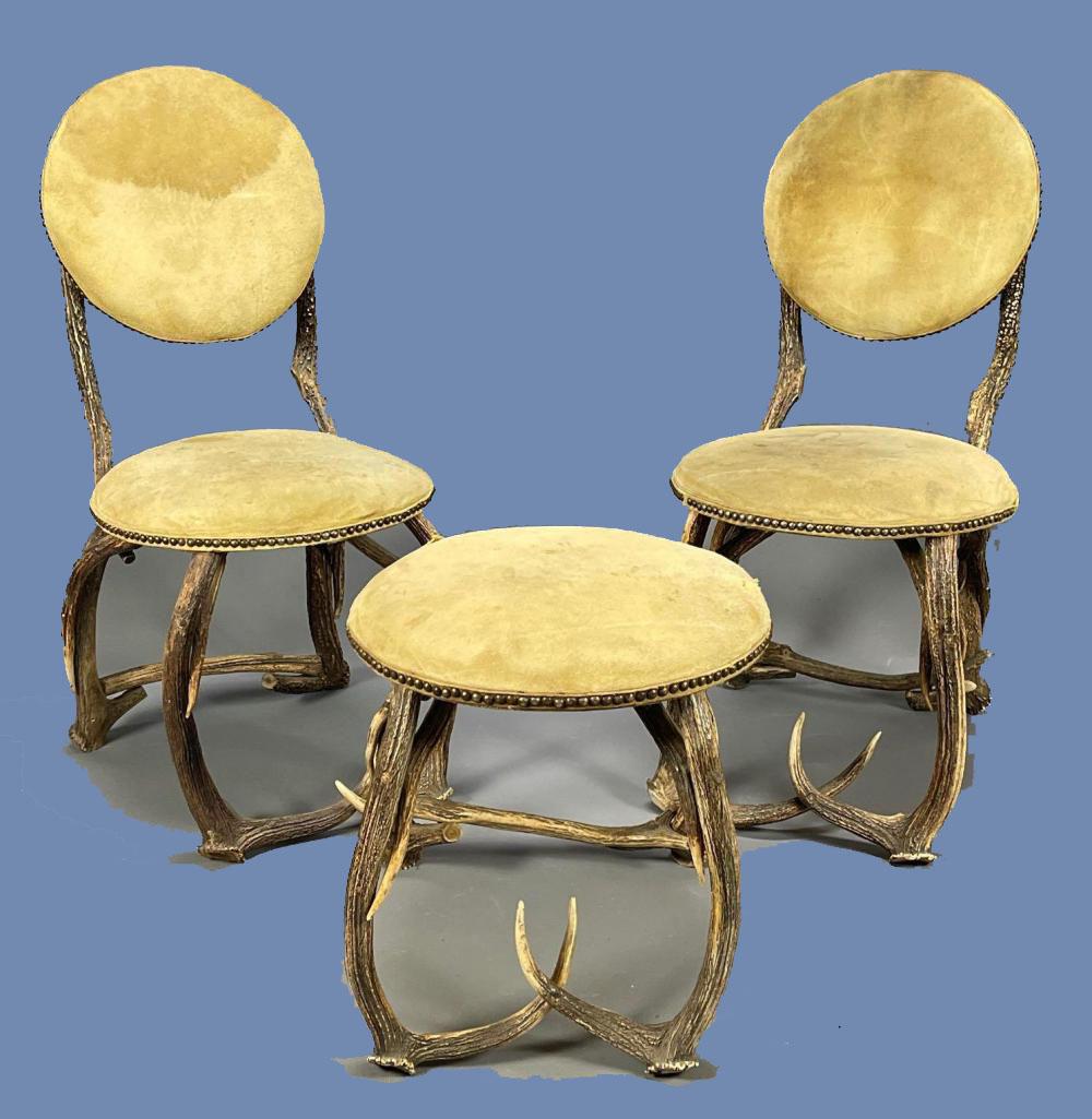 Suite of Antler Chairs and Stool, Believed to be (1 of 17)