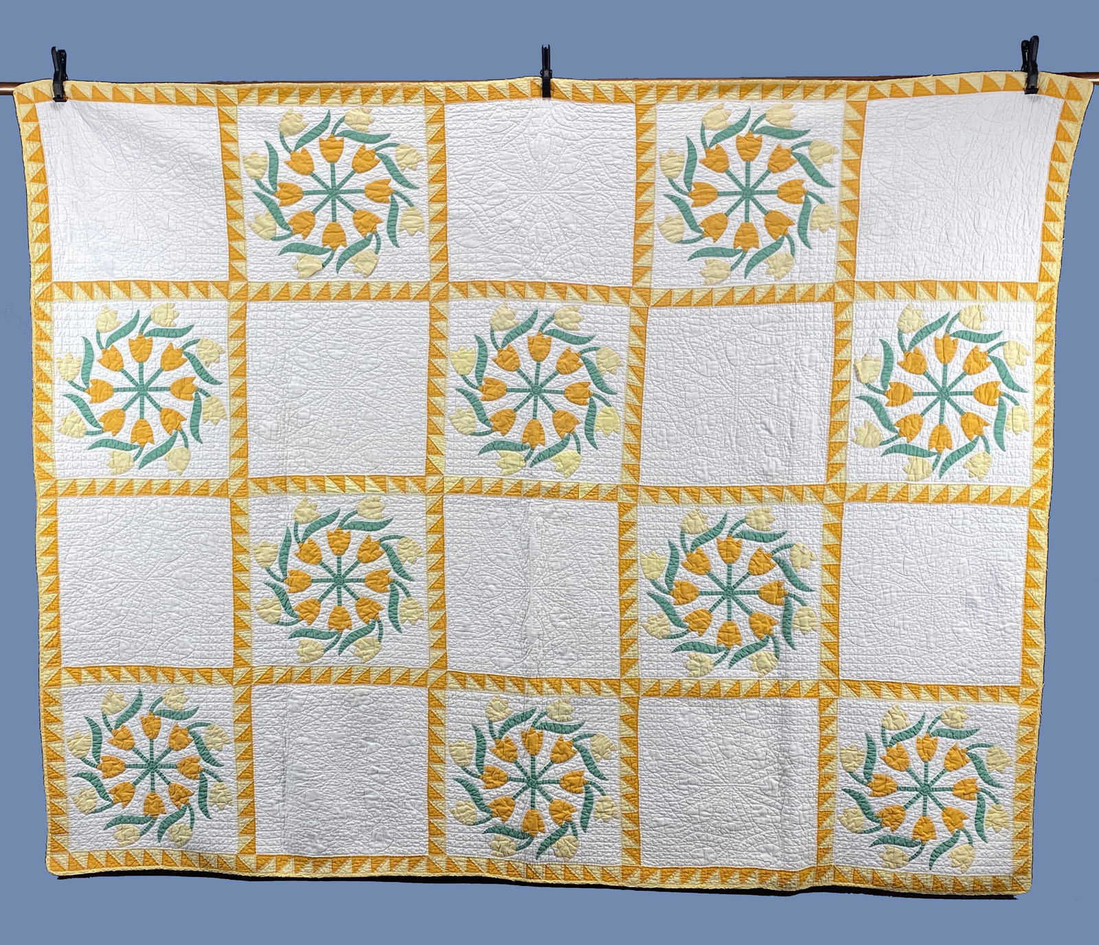 Older Hand Stitched Tulip Patchwork Quilt (1 of 11)