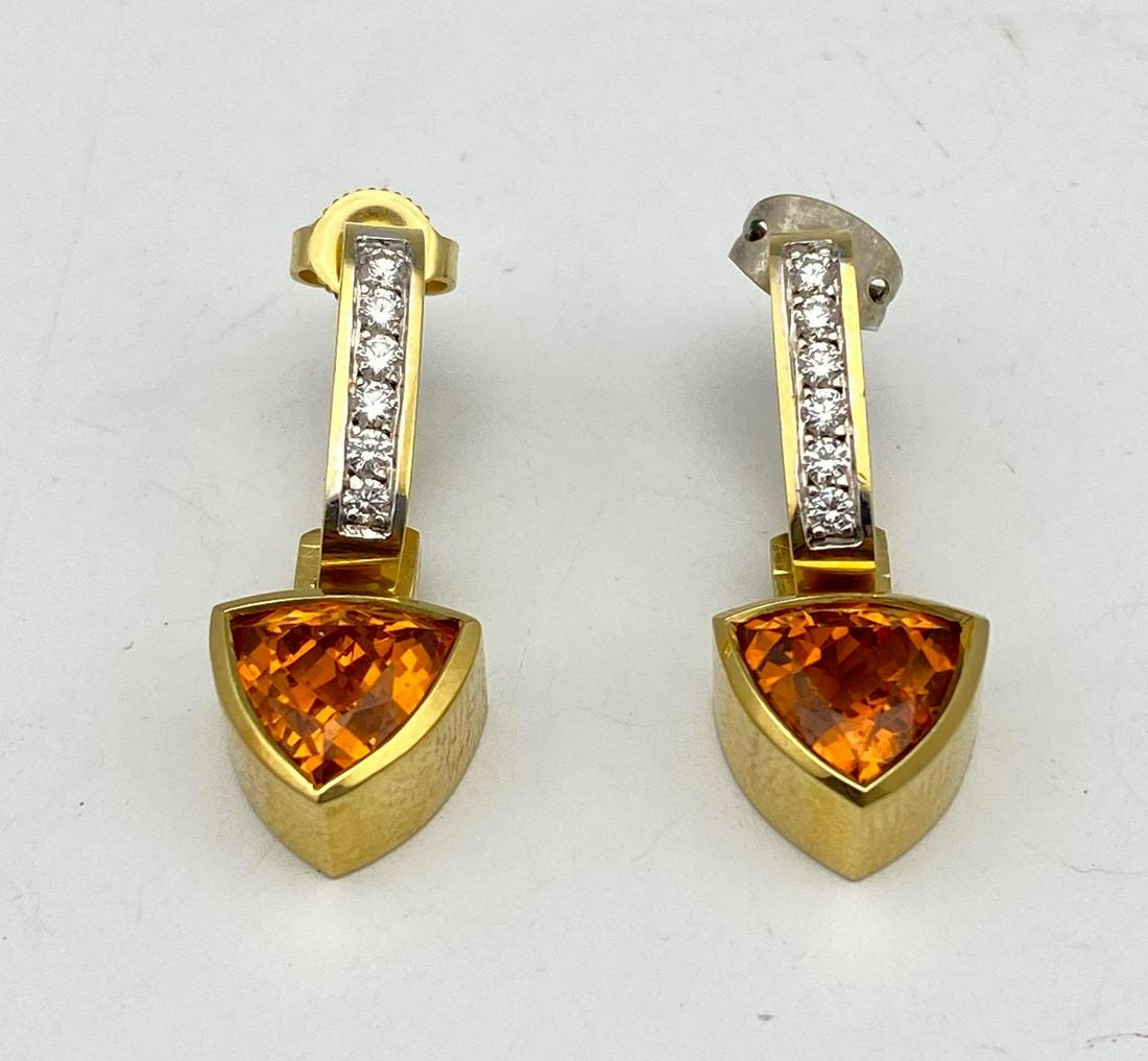 18k Diamond & Citrine Earrings. 9.4g (1 of 9)