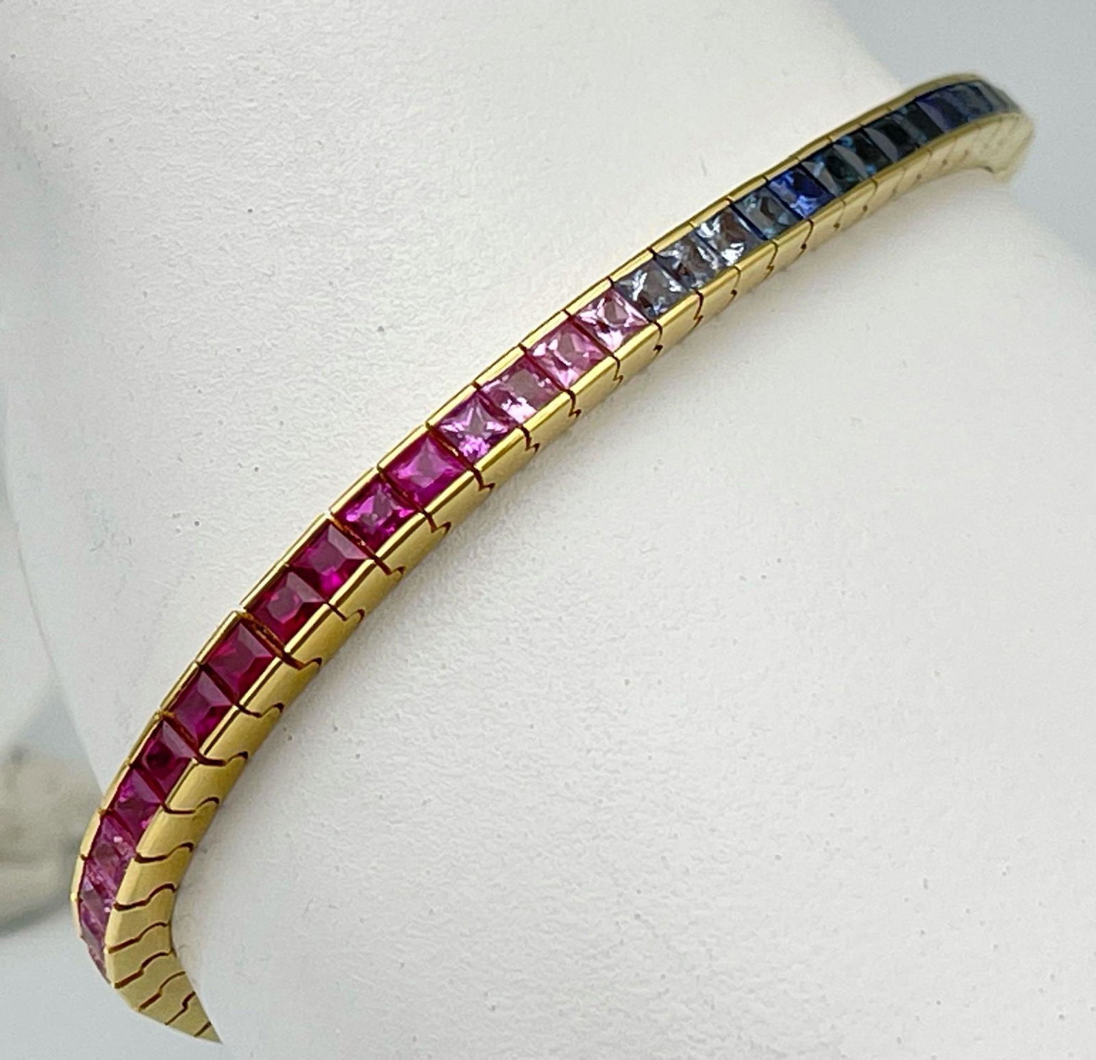 18k Fancy Color Square Cut Sapphire Bracele (1 of 12)