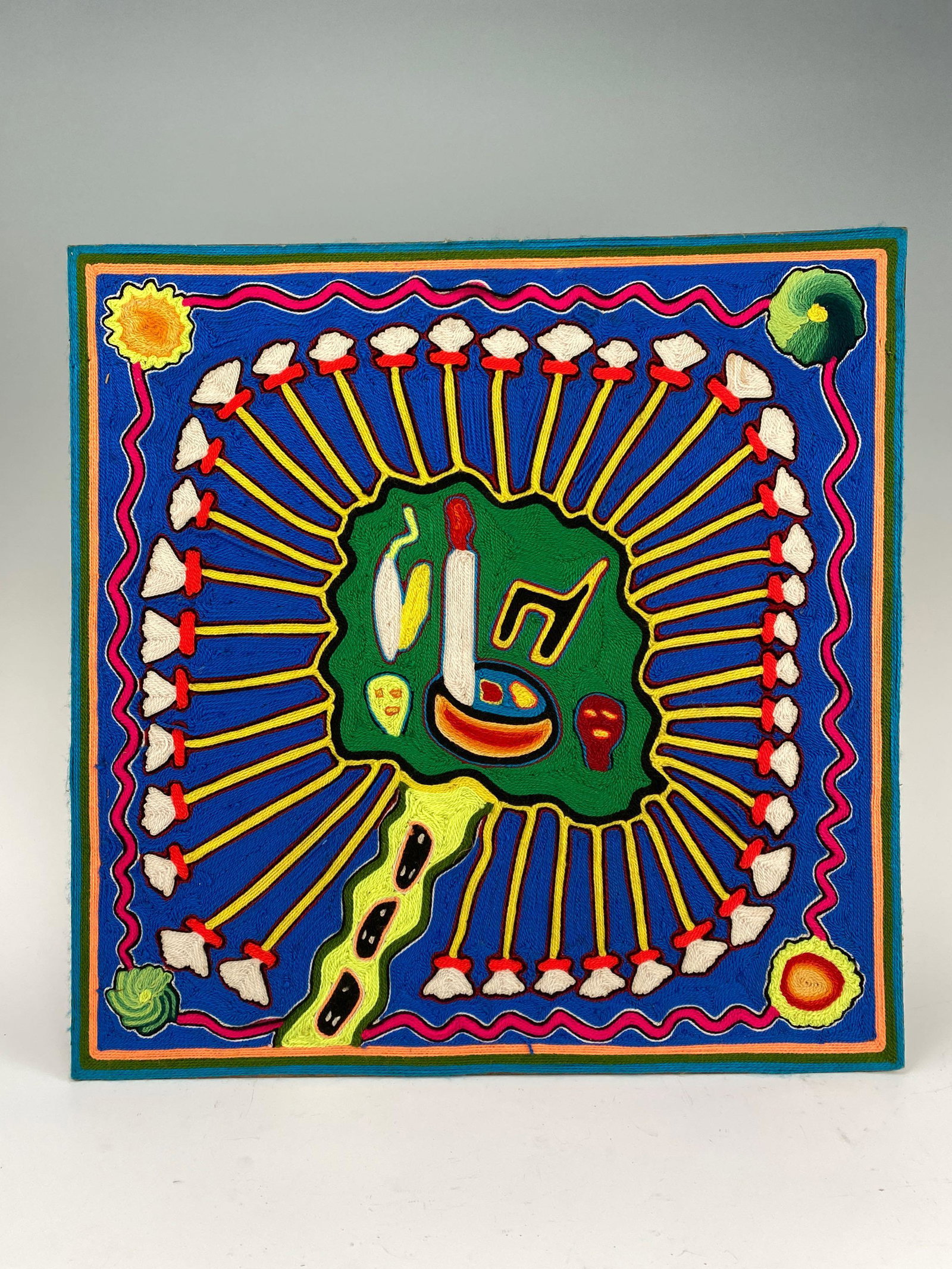 Vintage Huichol Yarn Painting (1 of 7)