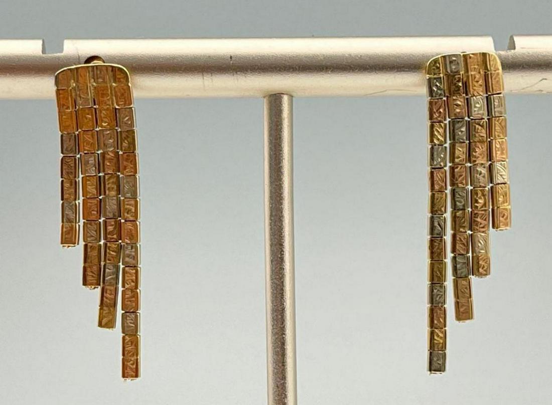 14K Tri Color Gold Earrings. 4.8g (1 of 7)