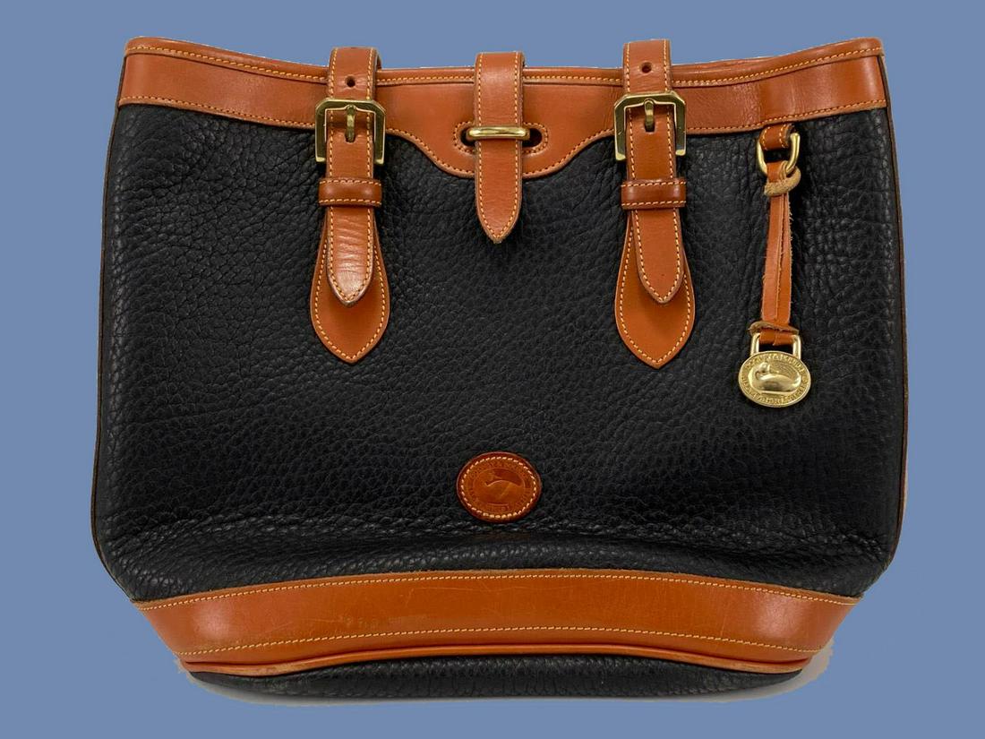 Dooney and Bourke Leather Bucket Bag: Dooney and Bourke Leather Bucket Bag. Approximately 22 x 12.5 x 4.5 in.