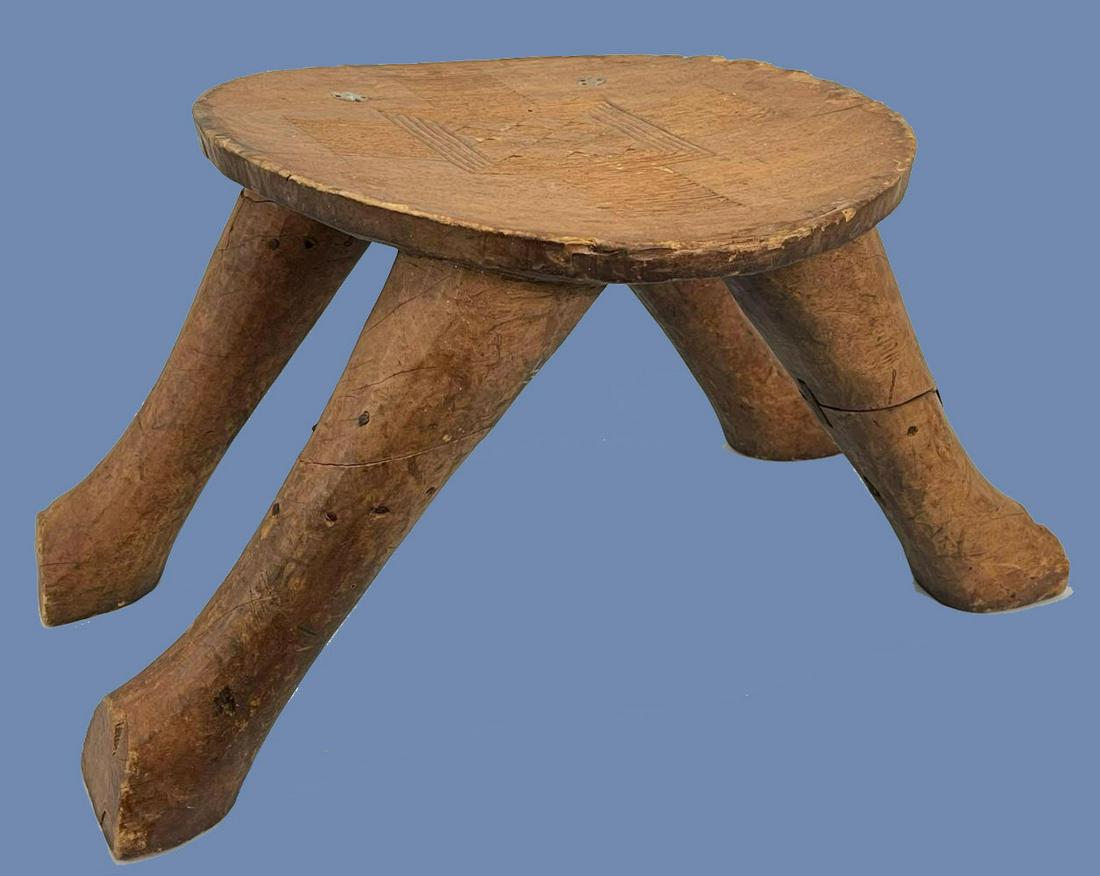 Hand Carved Wood Stool, Collected Japan 1971, (1 of 12)