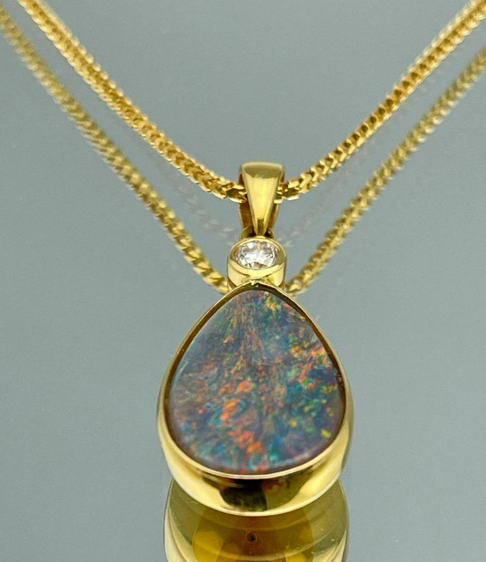 18k Diamond Opal Pendant With Chain (1 of 7)