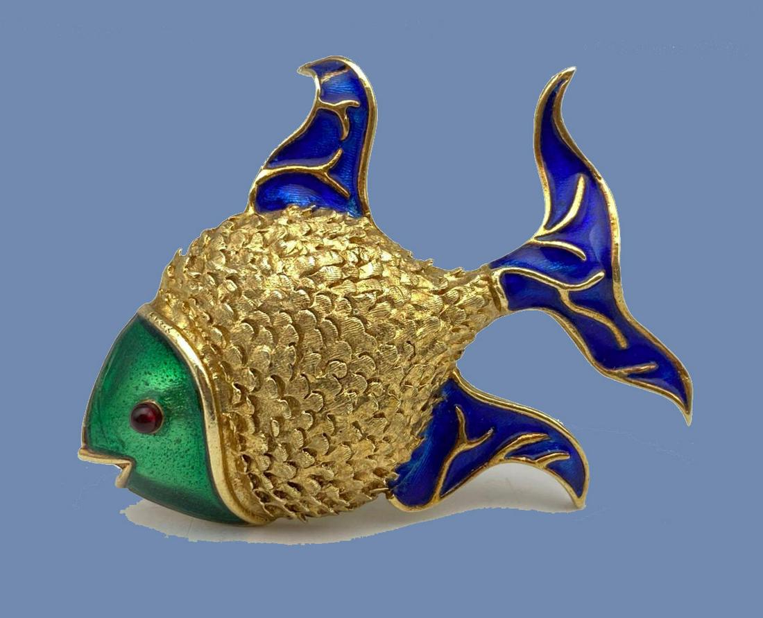 14k Gold Enamel Fish Pin (1 of 10)