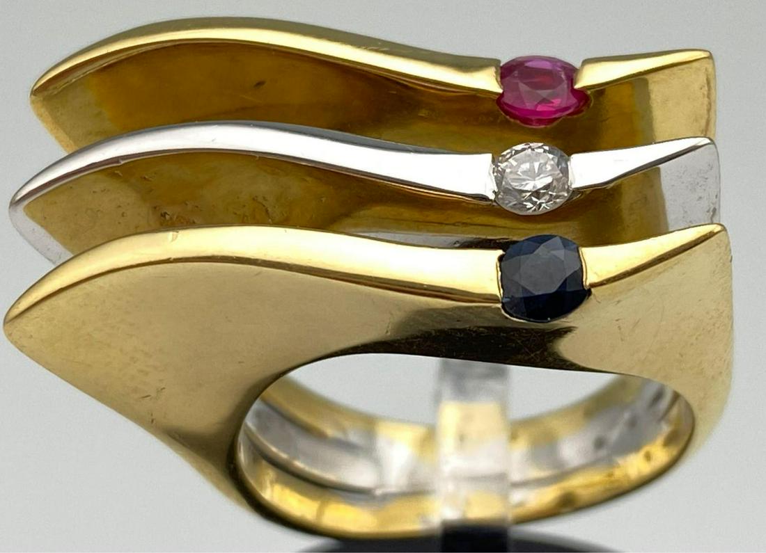 18k Yellow & white gold ruby, sapphire and Diamond ring (1 of 13)