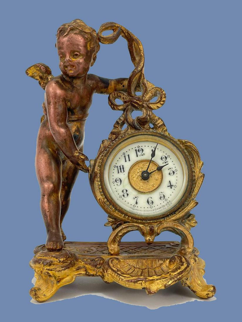 Antique Bronze Cherub Clock (1 of 9)