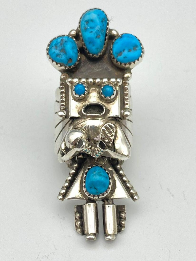 Navajo Sterling Silver Kachina Ring with Bezel Set (1 of 12)