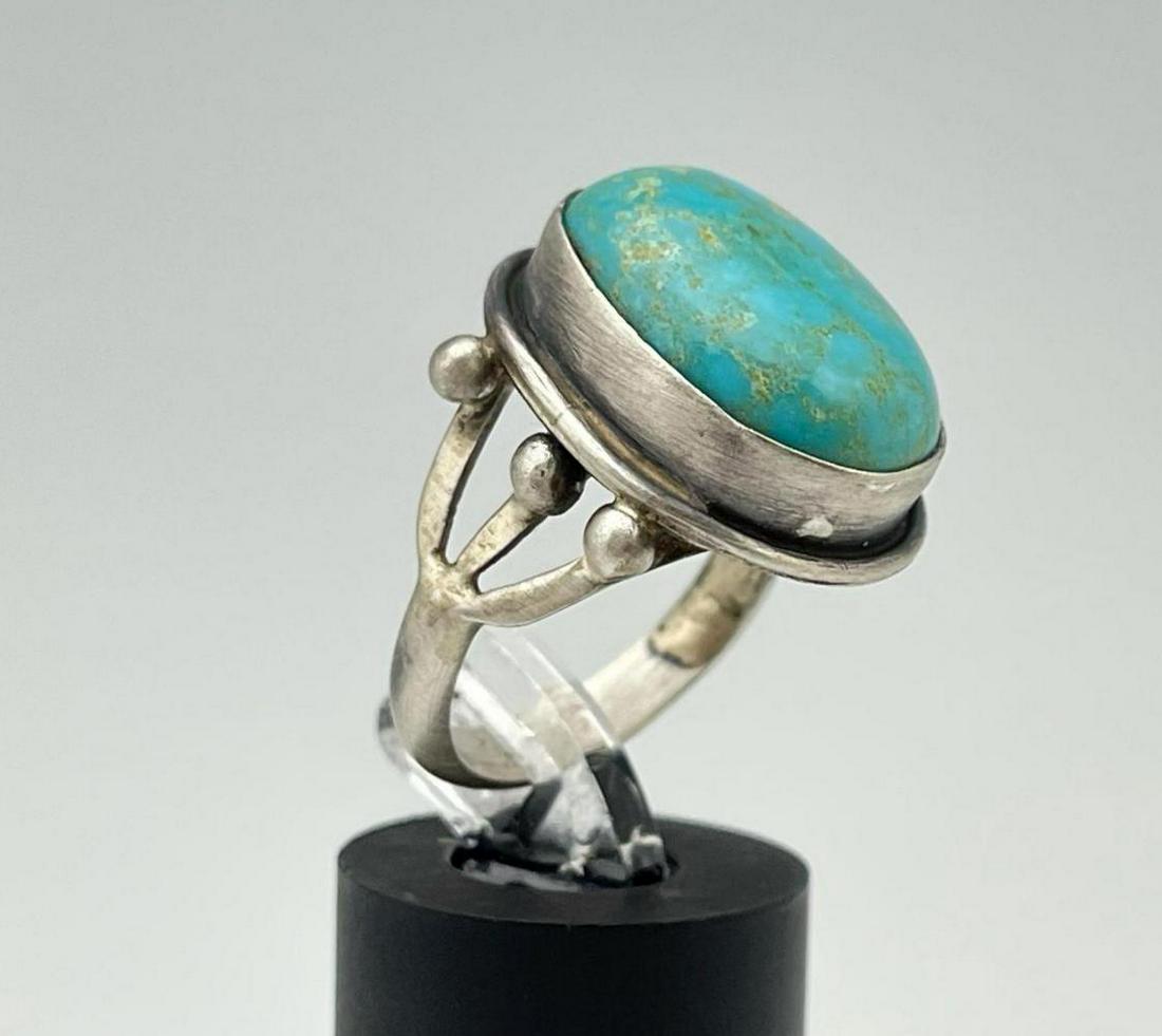 Navajo Sterling Silver and Turquoise Ring, with Triple (1 of 7)