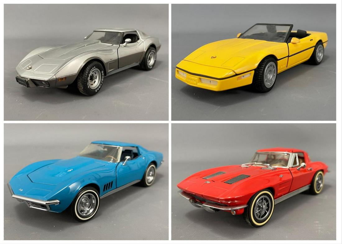 4 Franklin Mint Model Cars: 4 Franklin Mint Model Cars. 1986 Corvette, Marked 1990. 1978 Chevrolet Corvette. 1963 Corvette, Marked 1989. 1968 Corvette, Marked 1989. 1:24 Diecast, In Original Boxes.