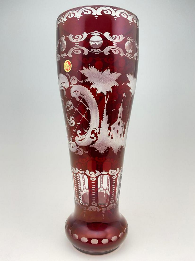 Ruby Red Cut To Clear Czech Vase (1 of 11)