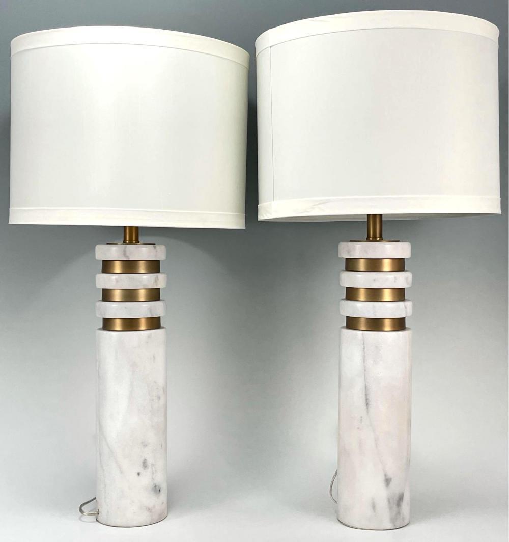 Pair of Contemporary Modernist Marble and Brass Table (1 of 7)
