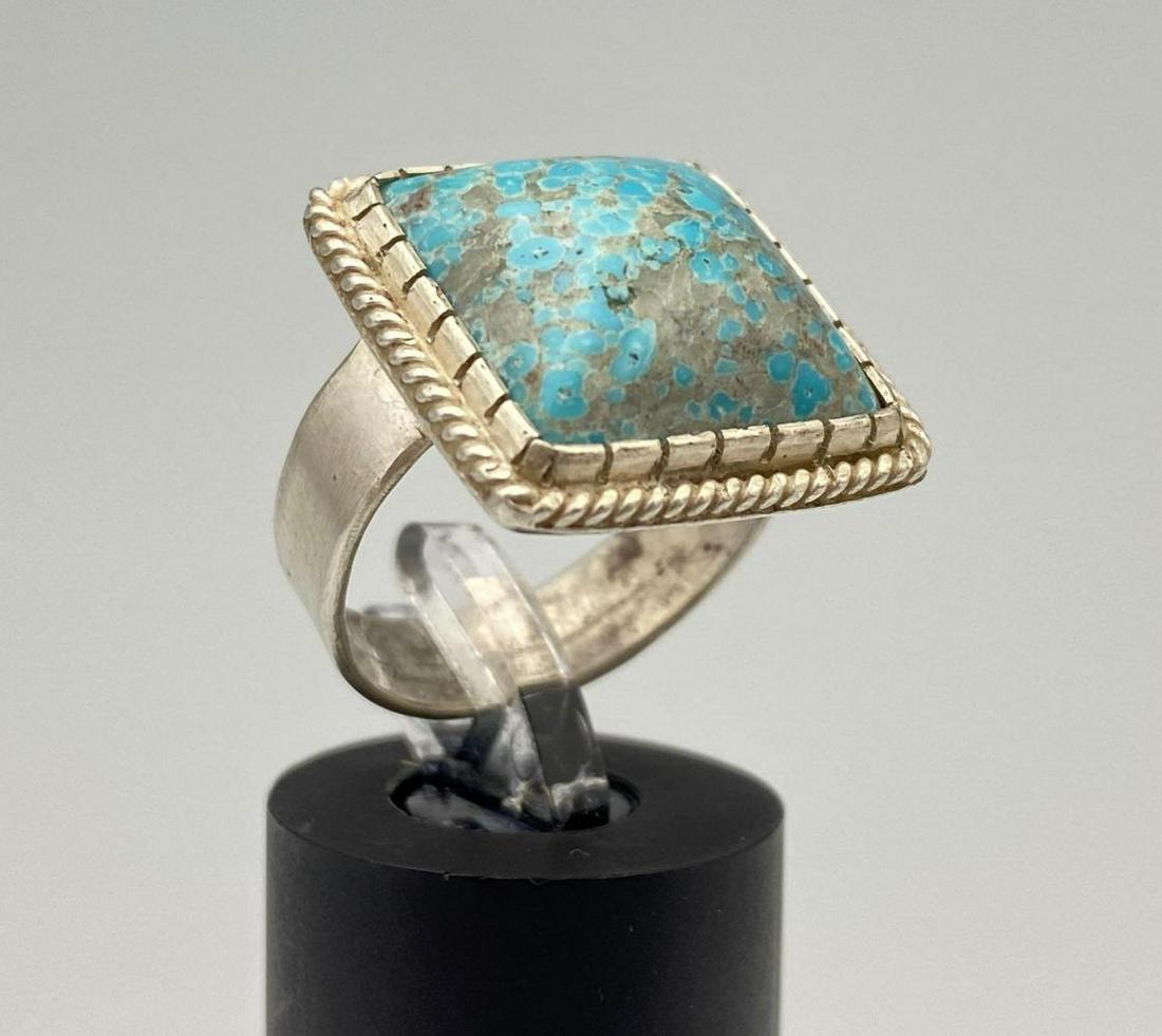 Sterling Silver Ring With Large Bezel Set Turquoise (1 of 7)