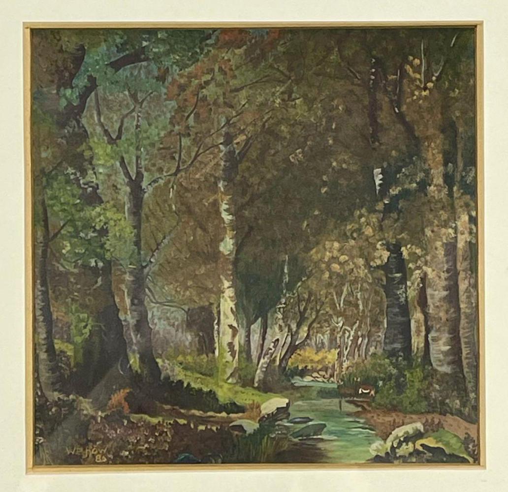 WM How, 1886 Gouache Forest Scene With Deer (1 of 16)