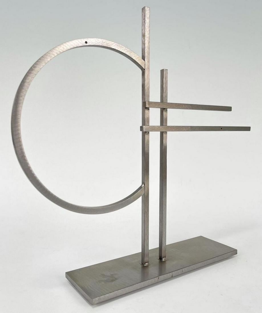 Geometric Modernist Abstract Steel Sculpture, Signed (1 of 11)