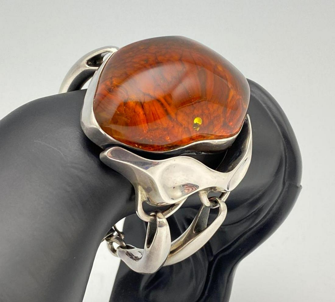 Modernist Sterling Silver Amber Bracelet (1 of 14)