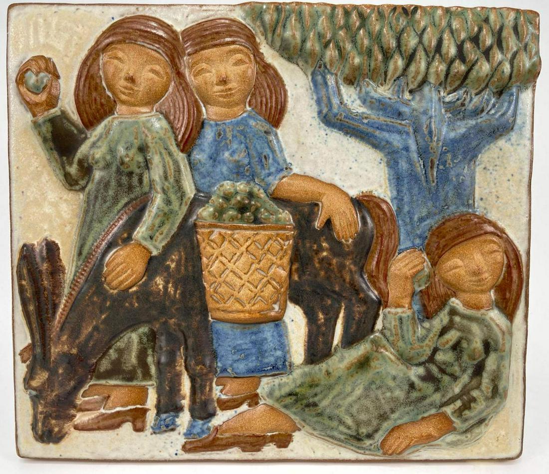 Danish Stoneware Pottery Glazed Tile Plaque (1 of 9)